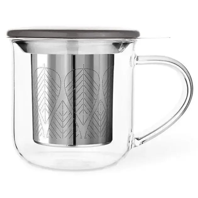 Glass Mug &amp; Porcelain Lid w/ Infuser - Minima™ Eva: Powder Brown
