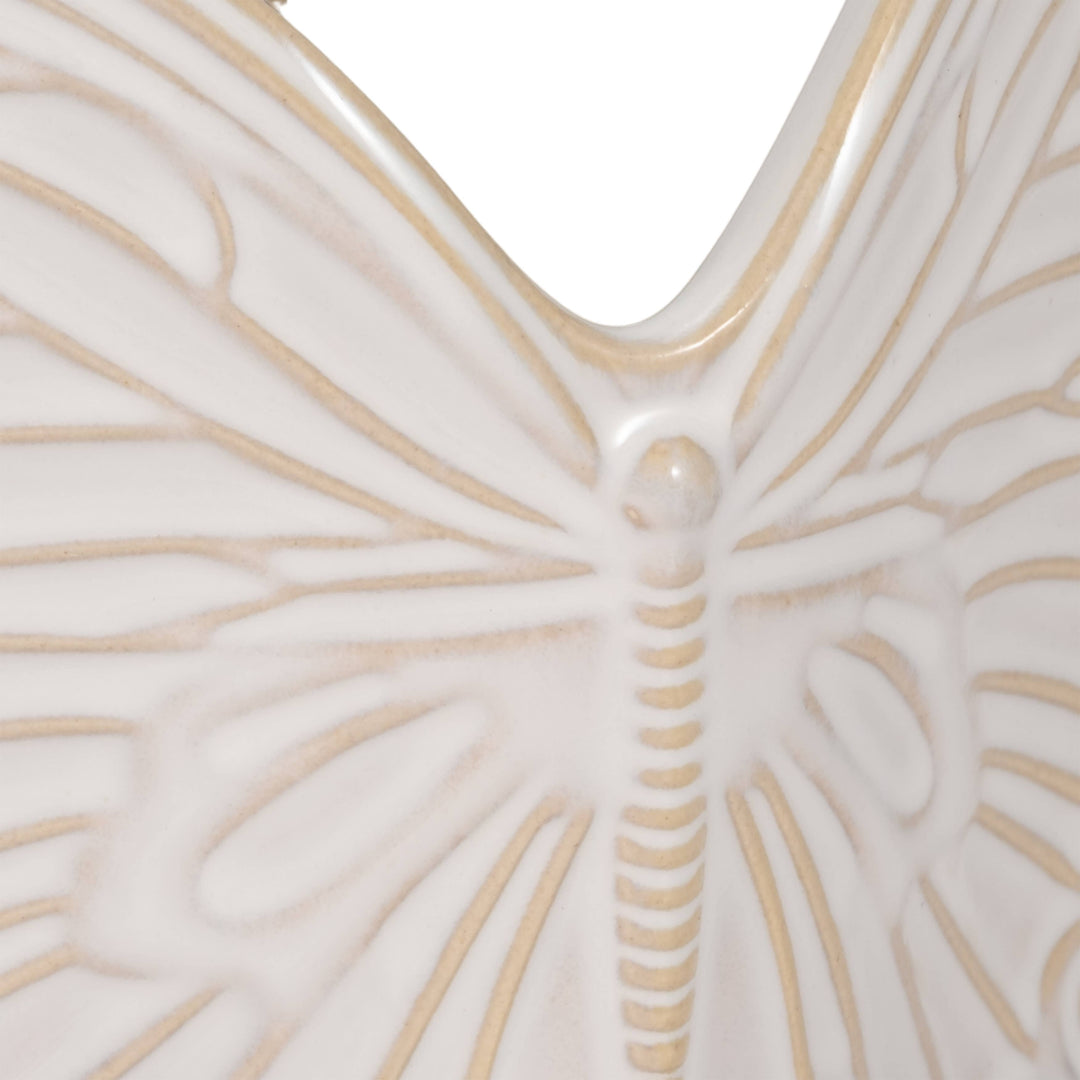 Planter - Ivory Ceramic Butterfly, 7 in.