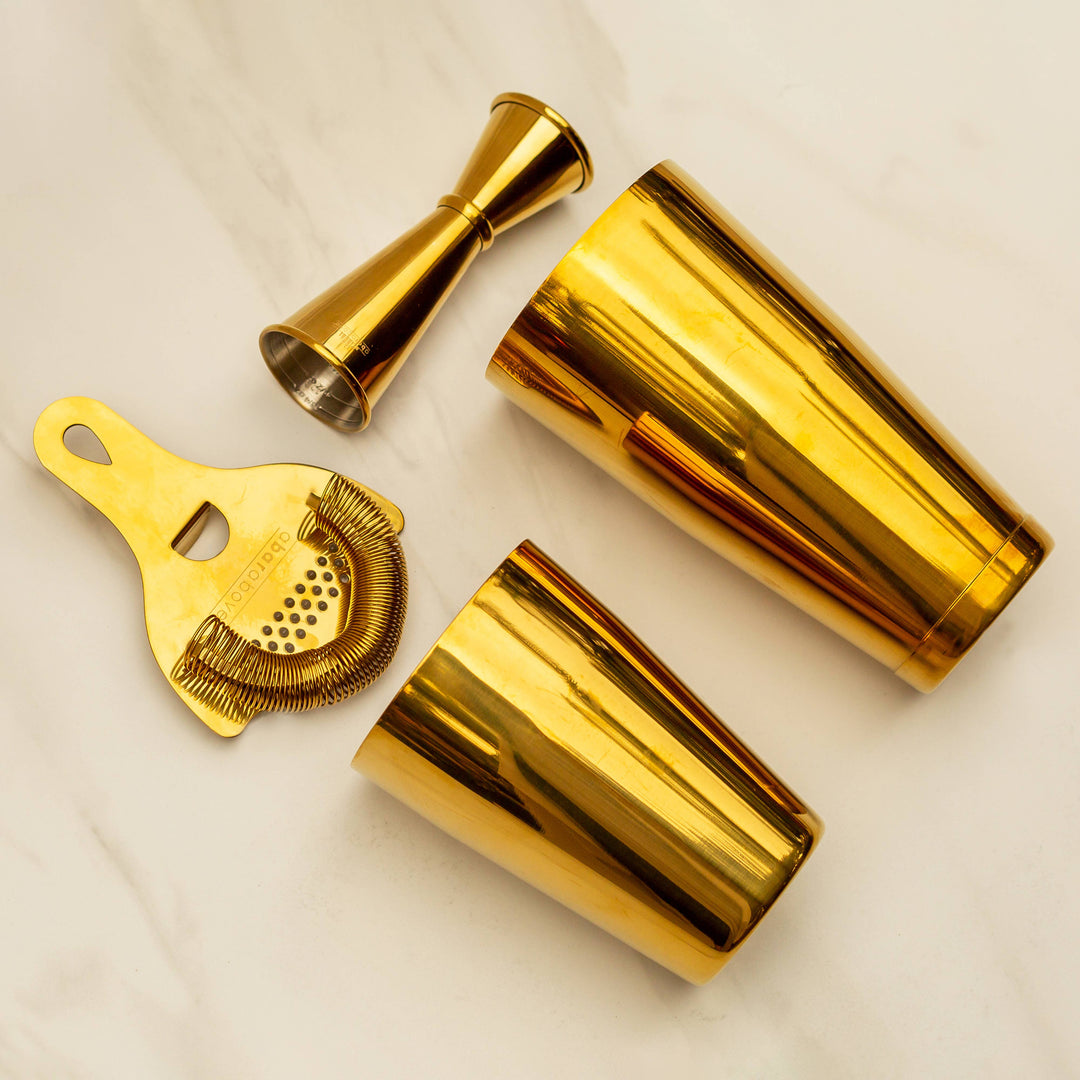 Craft Cocktail Bar Set, Gold (4 Piece)