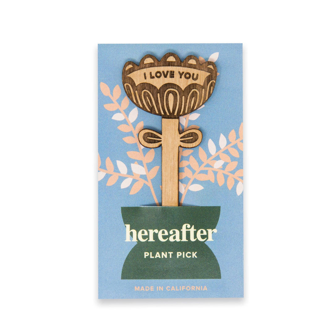 I Love You Flower Wood Plant Pick