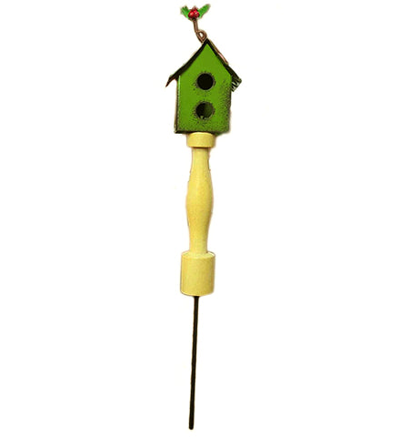 Green Birdhouse With Mistletoe