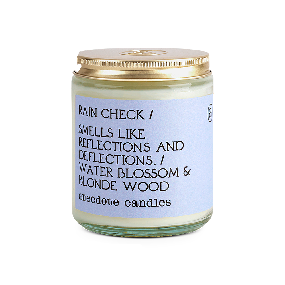 Rain Check (Water Blossom &amp; Blonde Wood) Glass Jar Candle