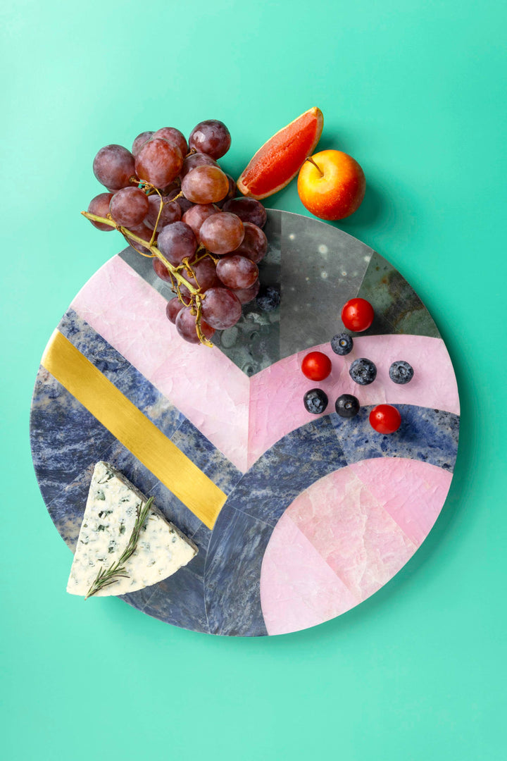 Round Colorful Marble Cheese Board, 12"
