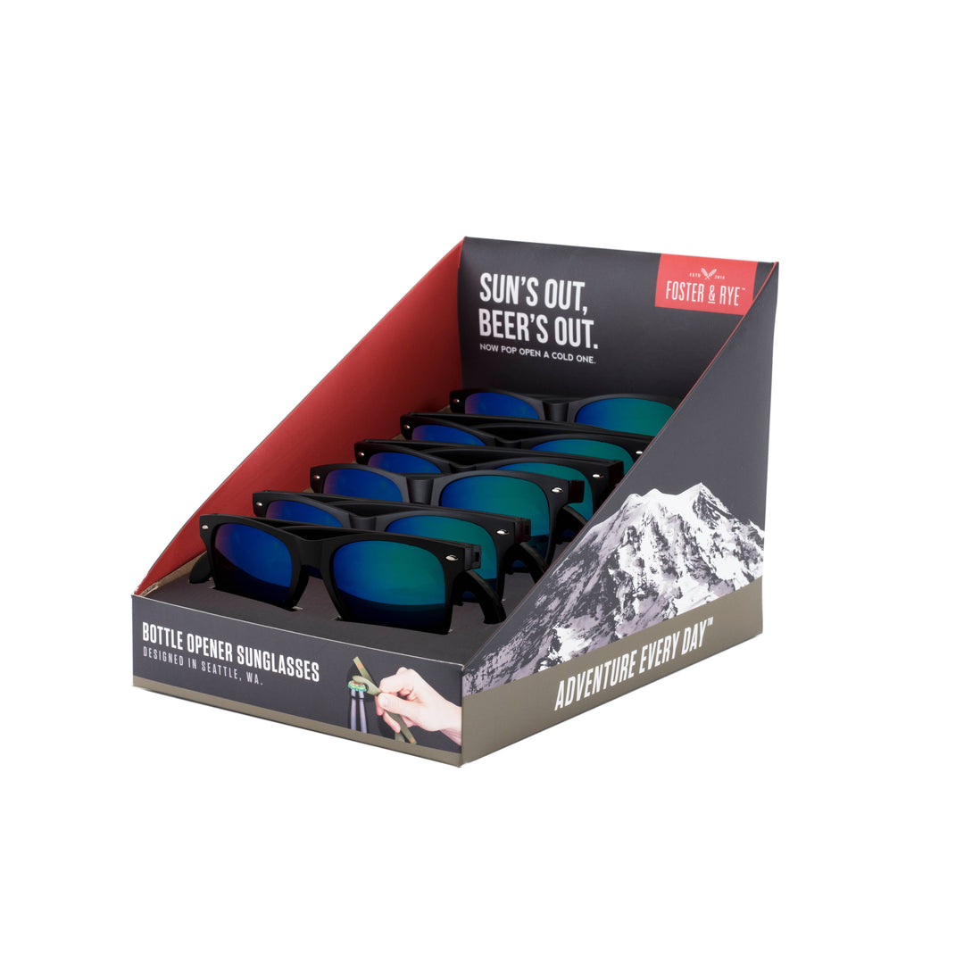 Bottle Opener Sunglasses - Matte Black w/ Olivine Lenses