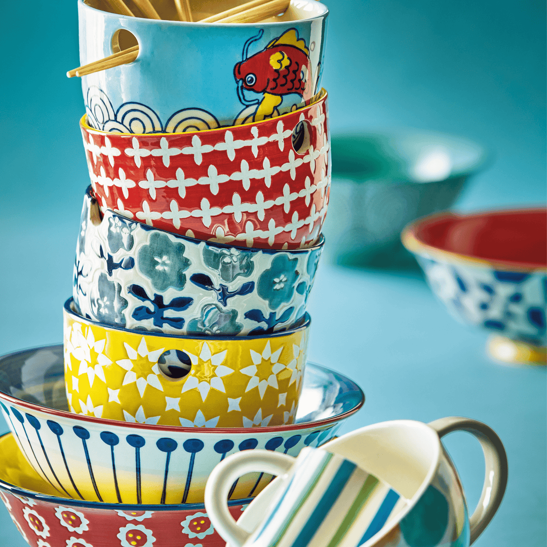 Hana Noodle Bowl Blue Stoneware Everyday
