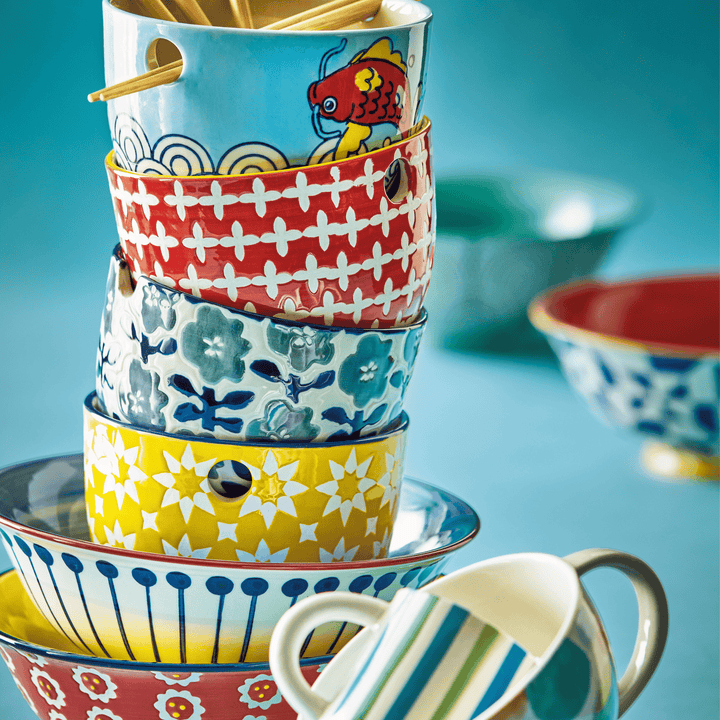 Hana Noodle Bowl Blue Stoneware Everyday