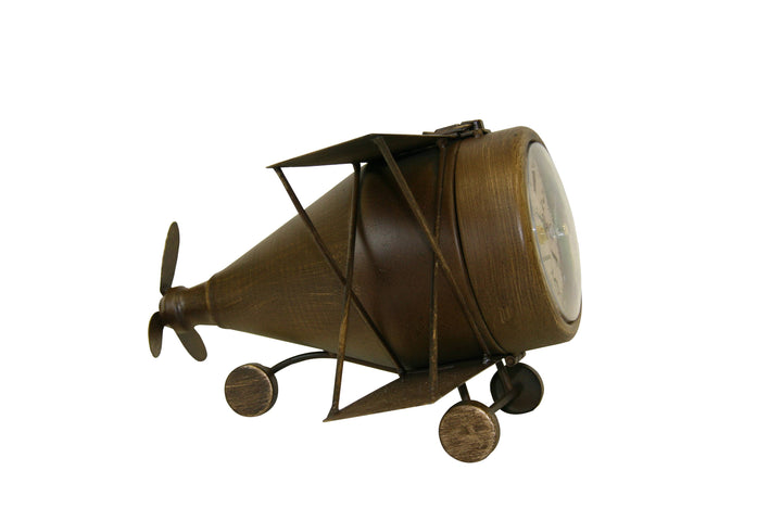 Classic Bronze Airplane Metal Table Clock