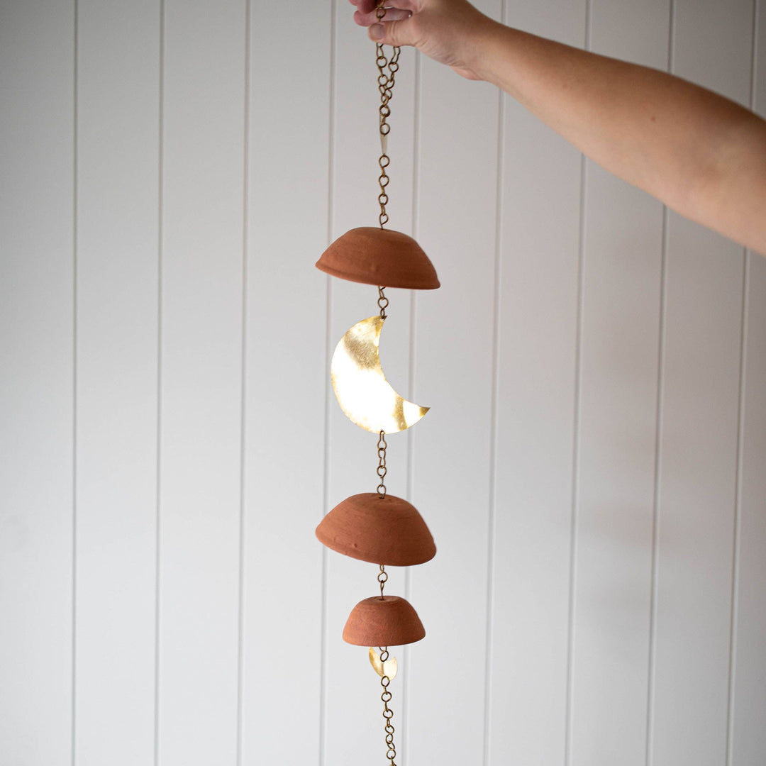 Moon Brass Terracotta &amp; Metal Hanging Wall Accent