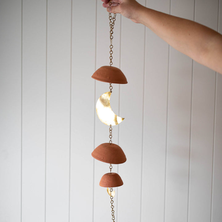Moon Brass Terracotta &amp; Metal Hanging Wall Accent