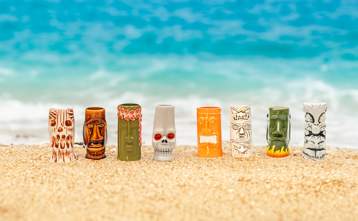 Hard-Carved and Hand-Painted Tiki Mugs - Assorted (1pc)