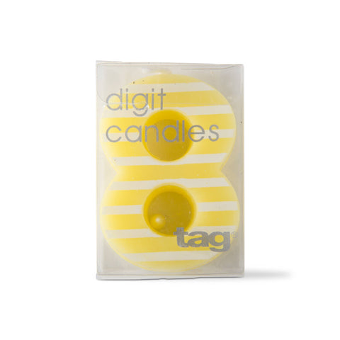 Eight Digit Party Candle Stripes Yellow Multi Paraffin Wax