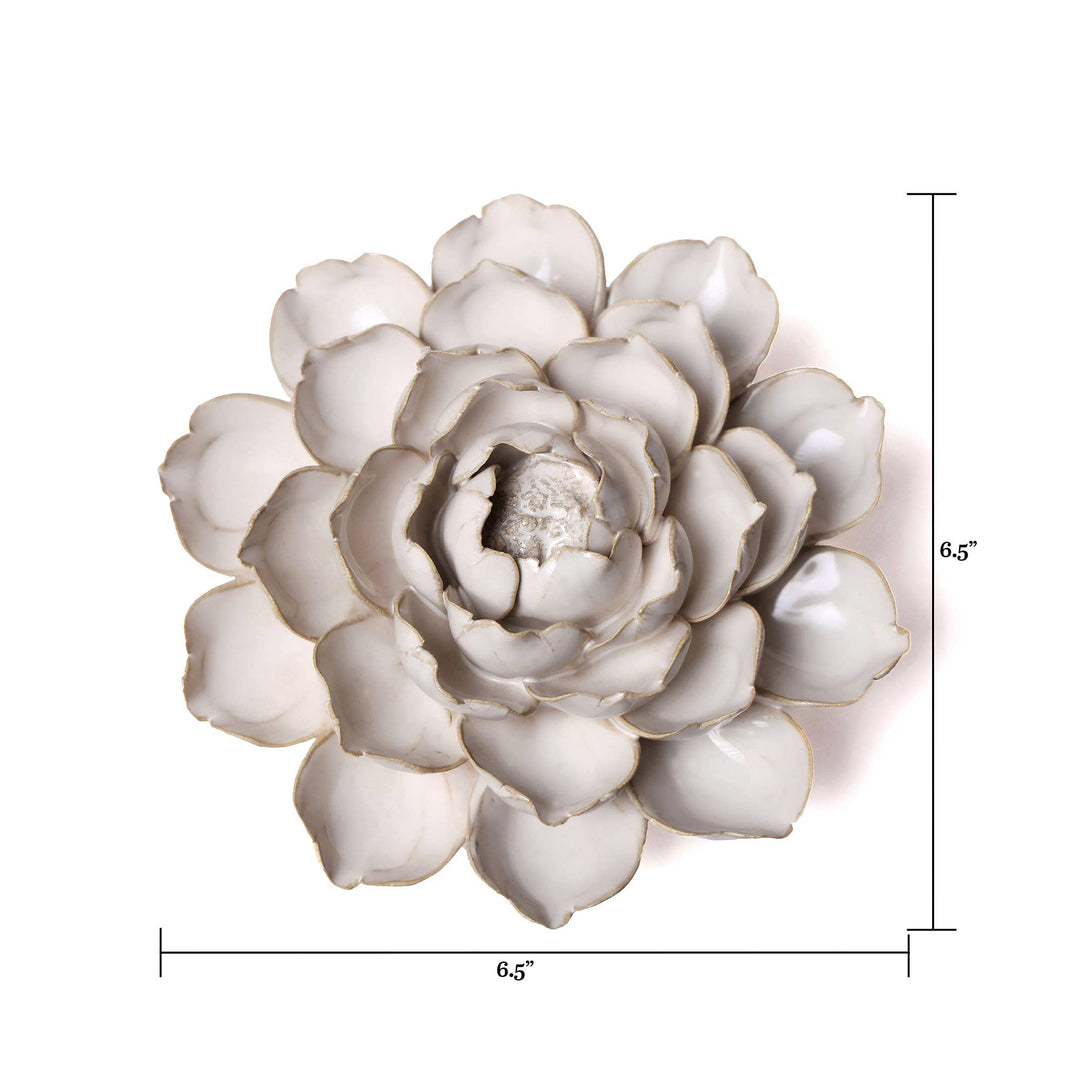White Ceramic Flower Hanging: Pearl Zinnia