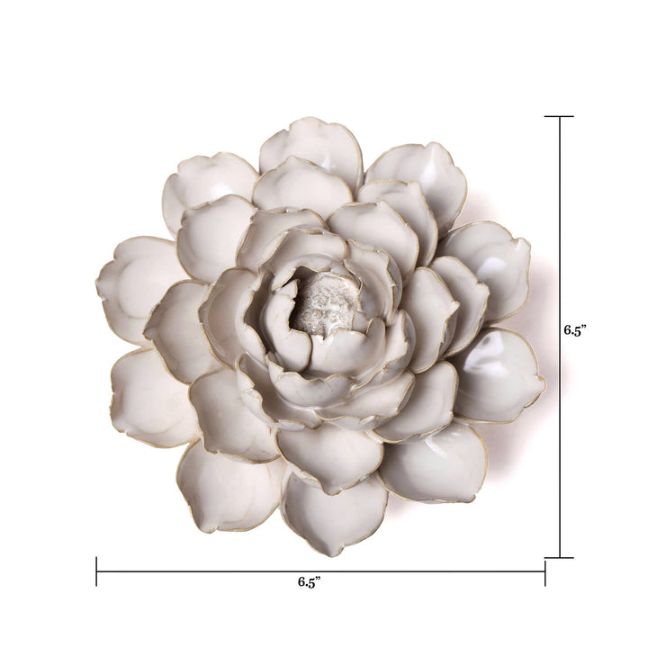 White Ceramic Flower Hanging: Pearl Zinnia