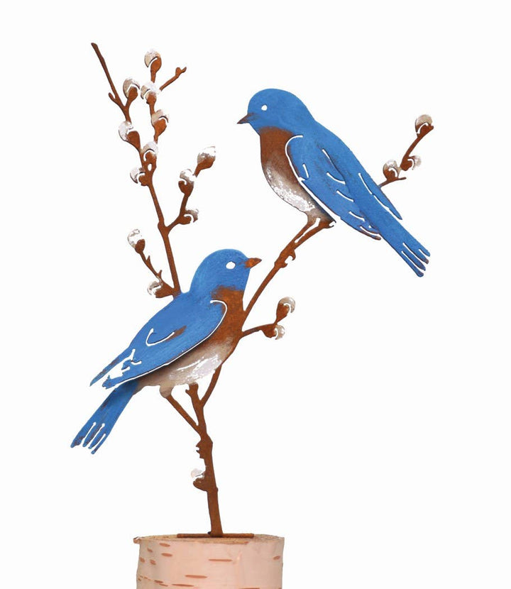 Bluebirds on Pussy Willow Tab -Painted