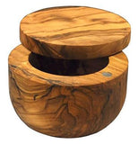 Olive Wood Salt Cellar With Pivoting Magnetic Lid