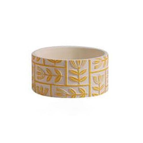 Yellow Abstract Floral Shallow Planter