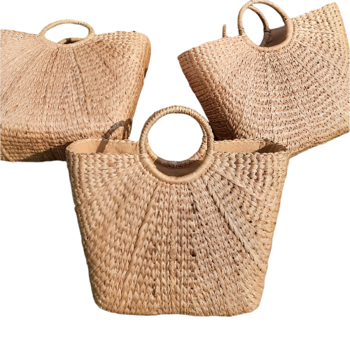 Water Hyacinth Handwoven Beach Bag with Lining