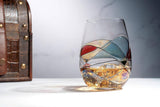 Hand Painted Renaissance Stemless Wine Glasses, Set of 2