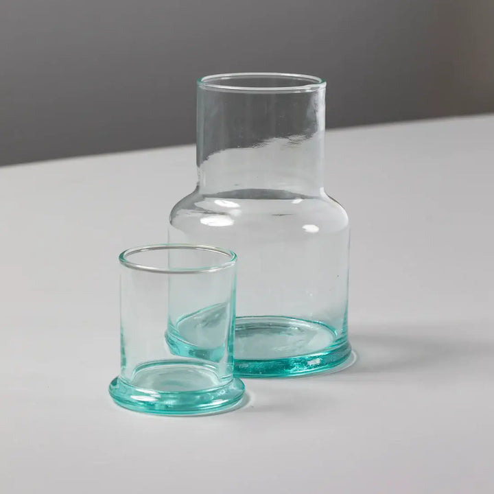 Recycled Glass Bedside Carafe &amp; Tumbler Set