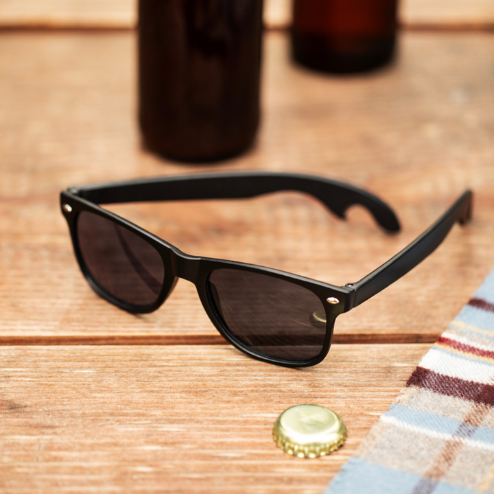 Bottle Opener Sunglasses - Matte Black w/ Olivine Lenses