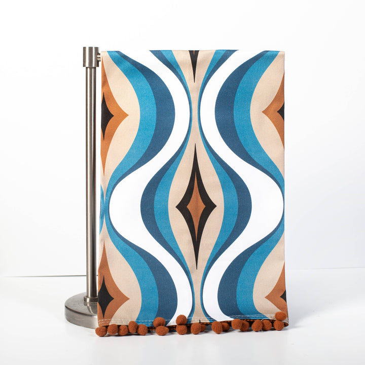 Diamond Waves Mid Century Modern Tea Towel