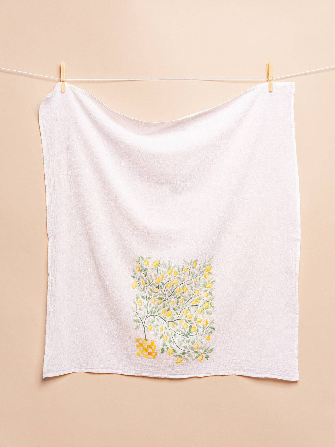 Lemon Tree Watercolor Cotton Flour Sack Tea Towel