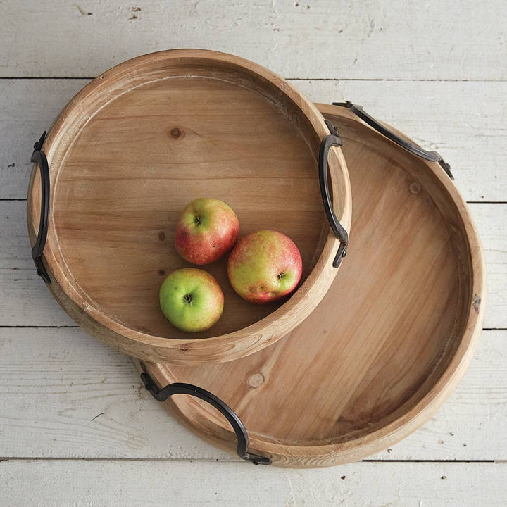 Abrams Industrial Wood and Metal Trays, Set of 2