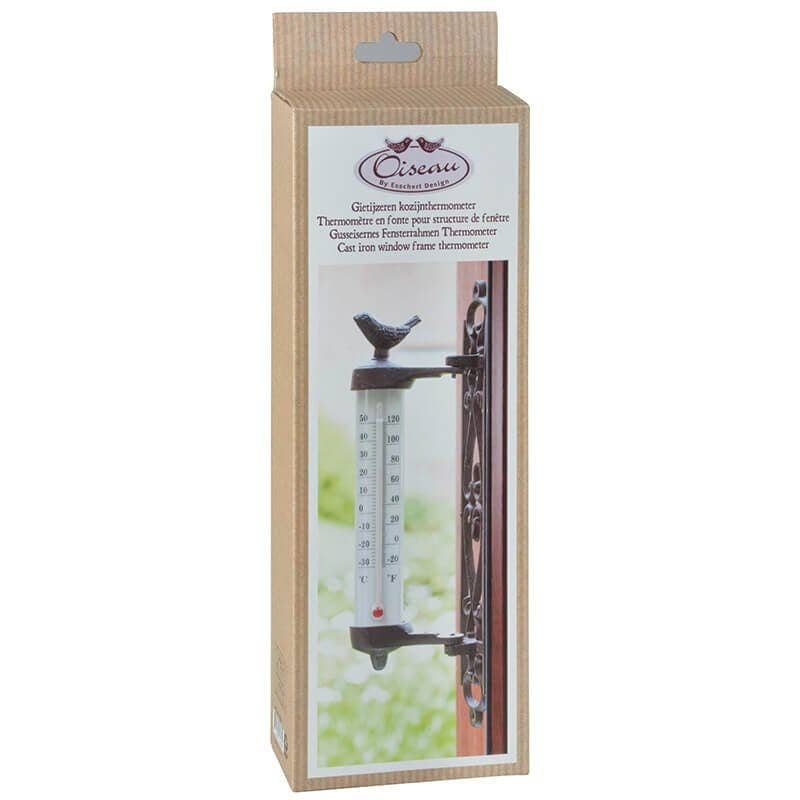 Bird Wall Thermometer, Cast Iron, Antique Brown