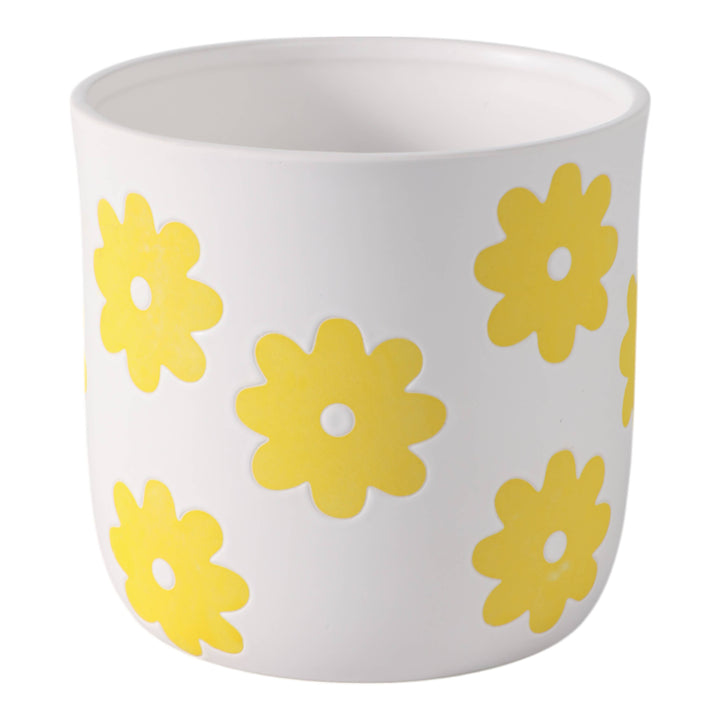 Ceramic Raised Flower Power Planter - White, 6 in.