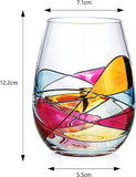 Hand Painted Renaissance Stemless Wine Glasses, Set of 2