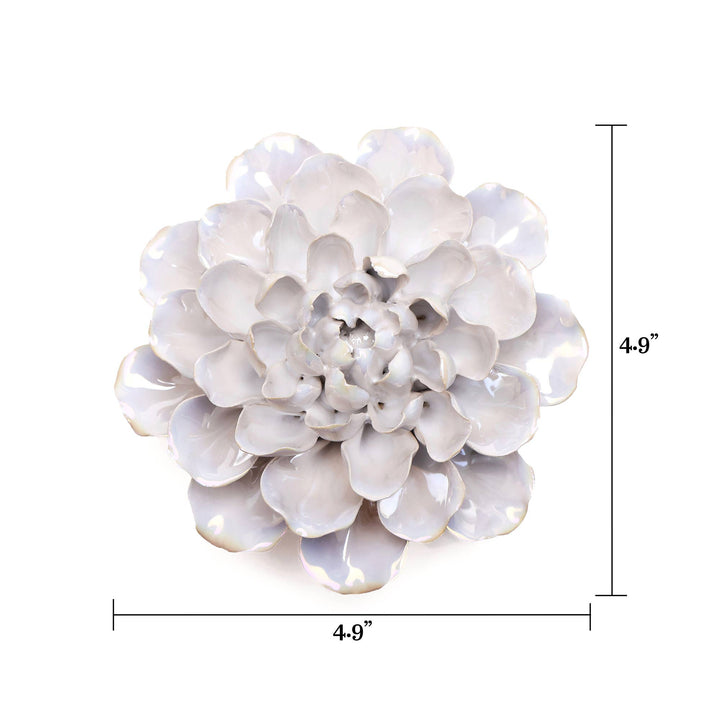 White Ceramic Flower Hanging: Pearl Zinnia