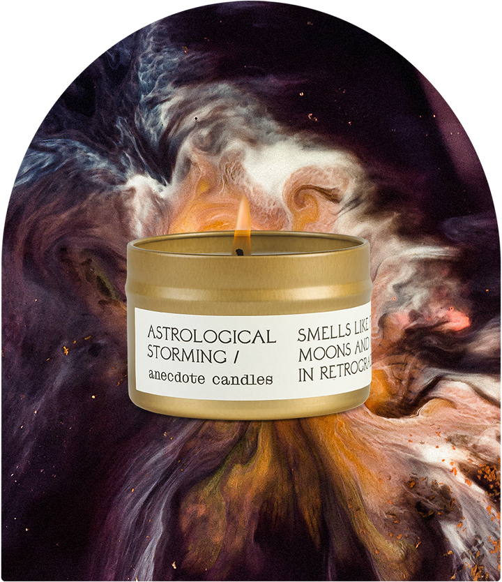 Astrological Storming (Sandalwood &amp; Incense) Candle: 7.8 oz Glass Jar
