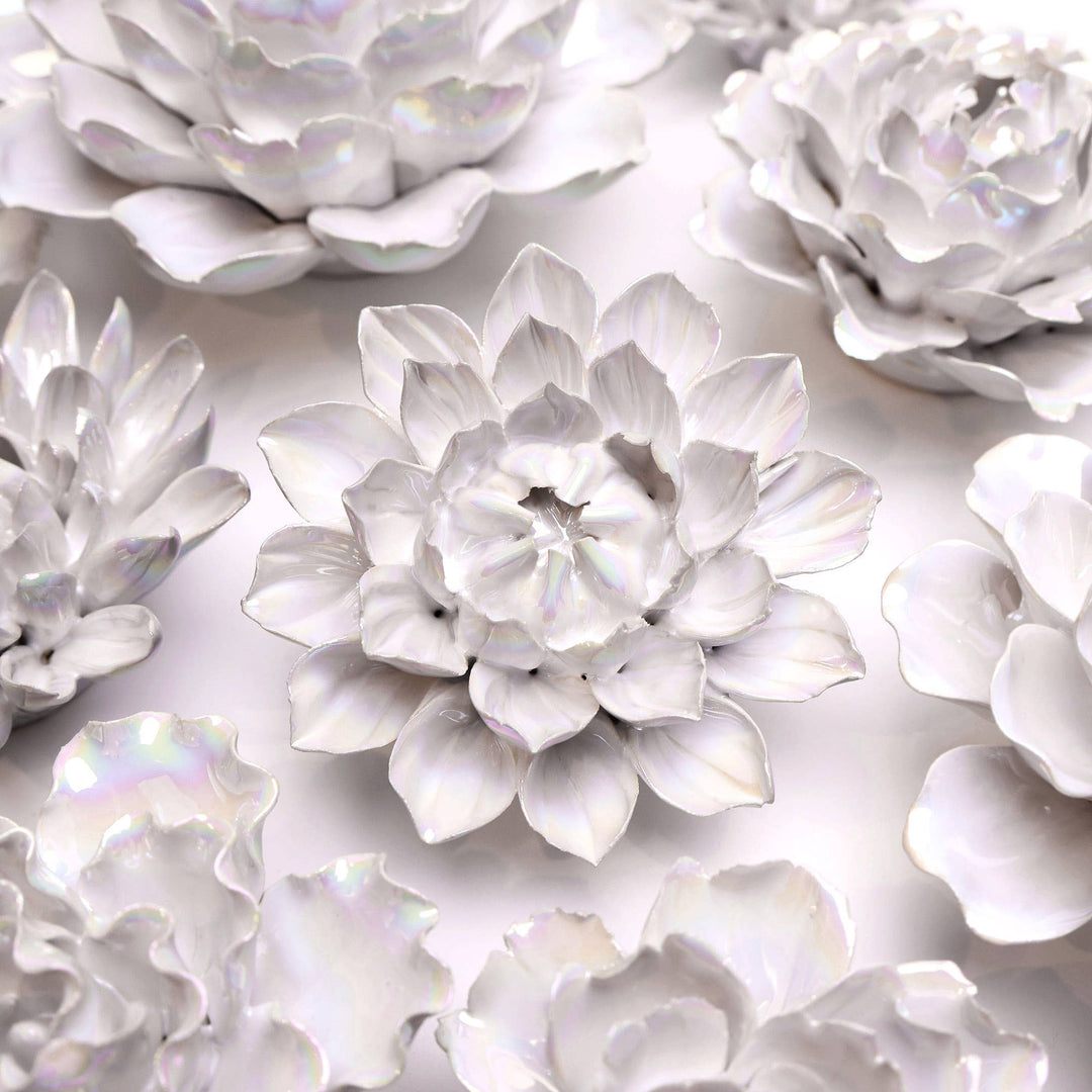 White Ceramic Flower Hanging: Pearl Zinnia