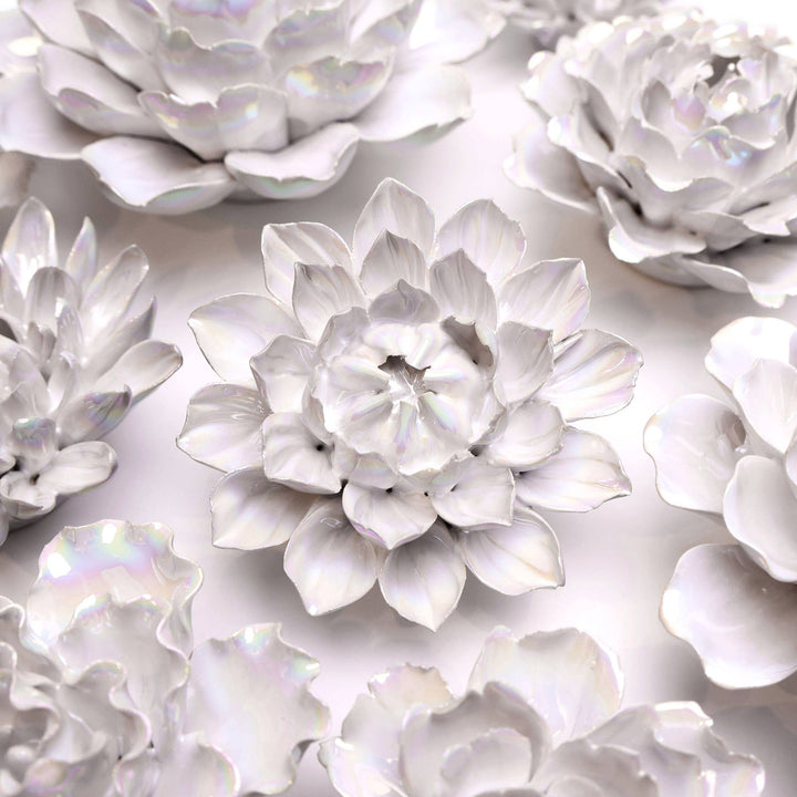 White Ceramic Flower Hanging: Pearl Zinnia