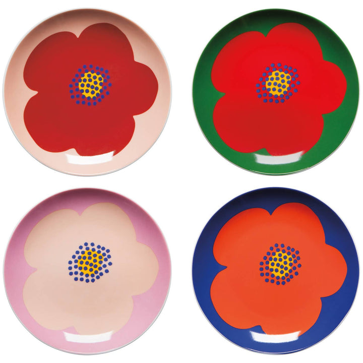 Poppy Appetizer Plates Set of 4 Assorted: Red