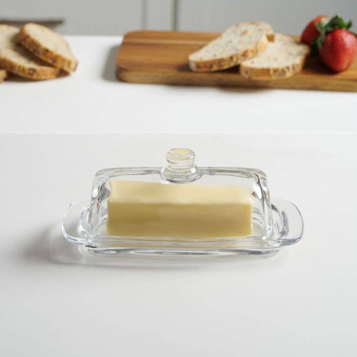 HIC Kitchen Glass Butter Dish With Lid