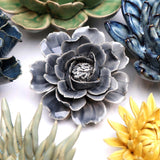 Ceramic Faux Flowers Succulents For Tabletop Or Wall Hangin: Peony Orange