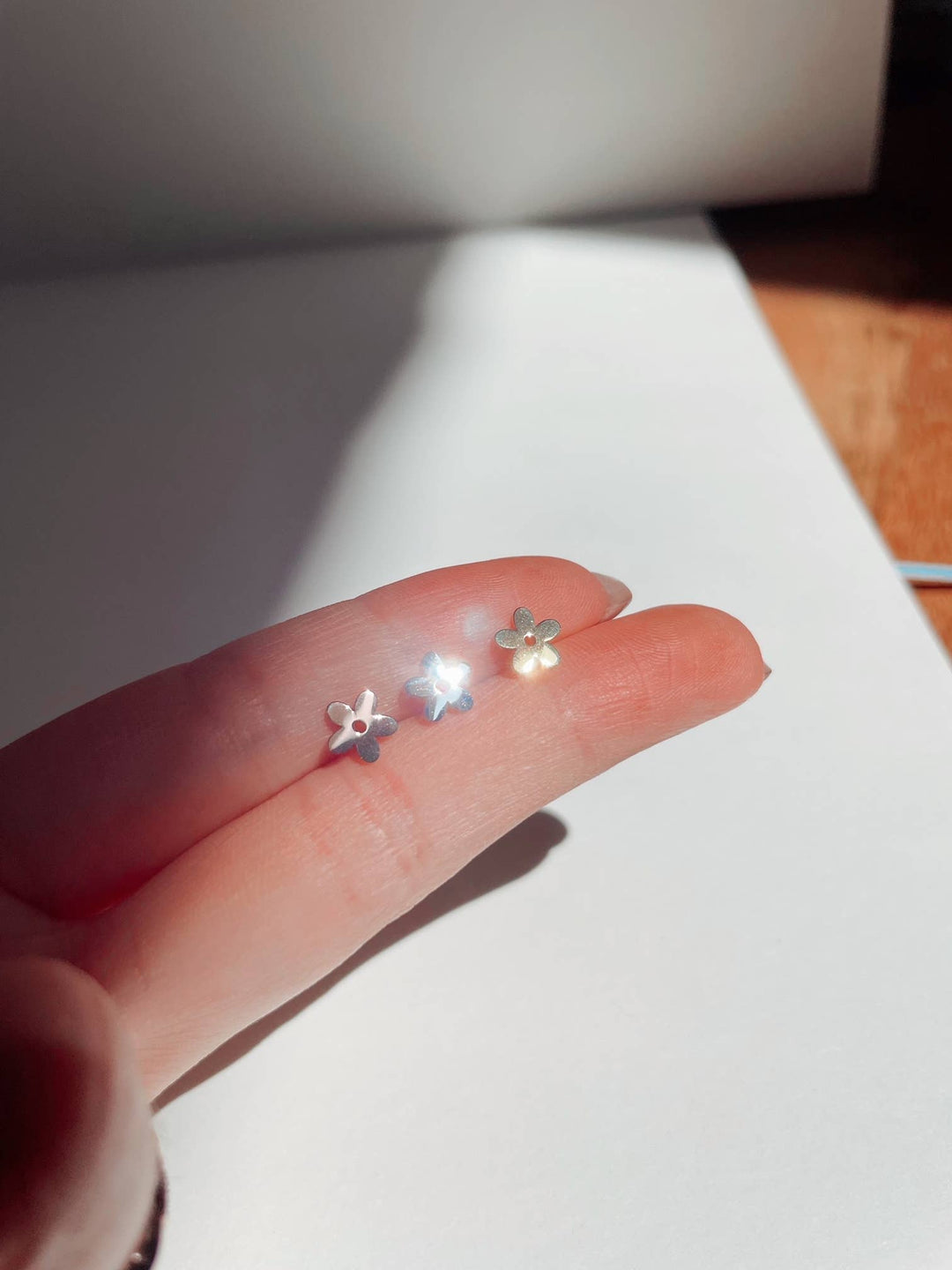 Dainty Little Tiny Things "Funky Flowers" Studs: 18k Rose Gold Plated