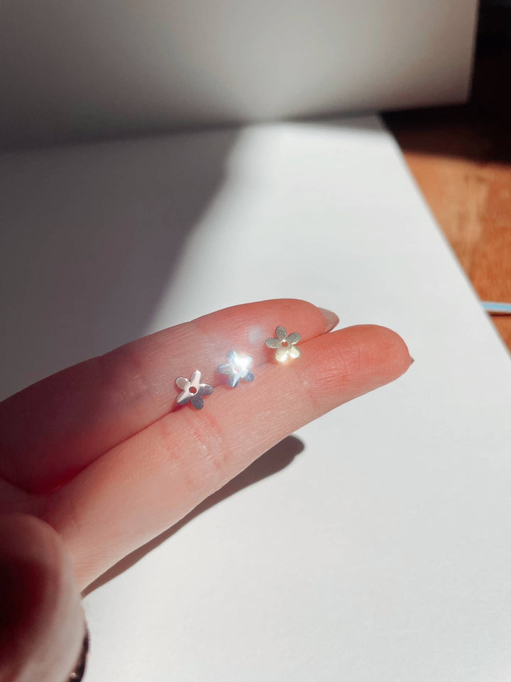 Dainty Little Tiny Things "Funky Flowers" Studs: 18k Rose Gold Plated