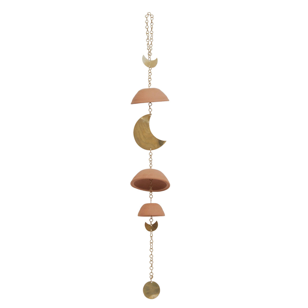 Moon Brass Terracotta &amp; Metal Hanging Wall Accent
