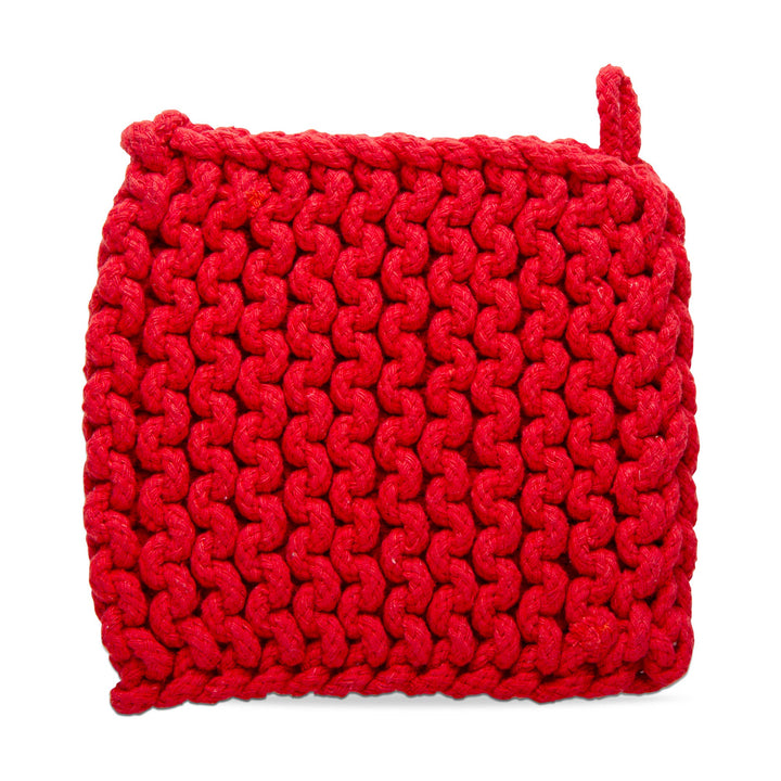 Crochet Trivet Red Cotton Everyday