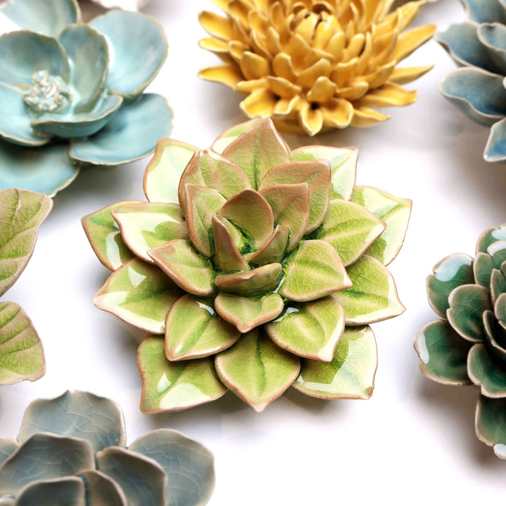 Hand Made Ceramic Wall Flower: Caramel