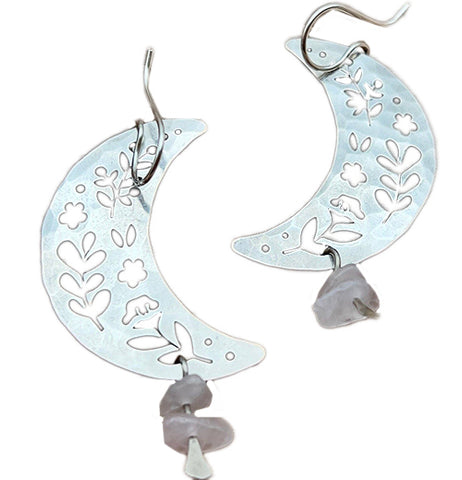 Silver Moon Garden Earrings