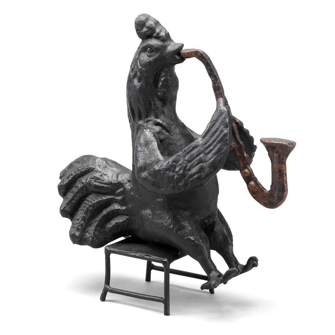 Chicken Saxophone Player Cast Iron Figurine
