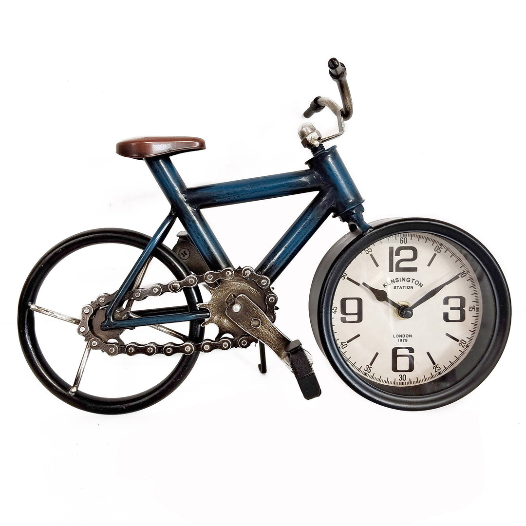 Metal Blue Bicycle Table Clock