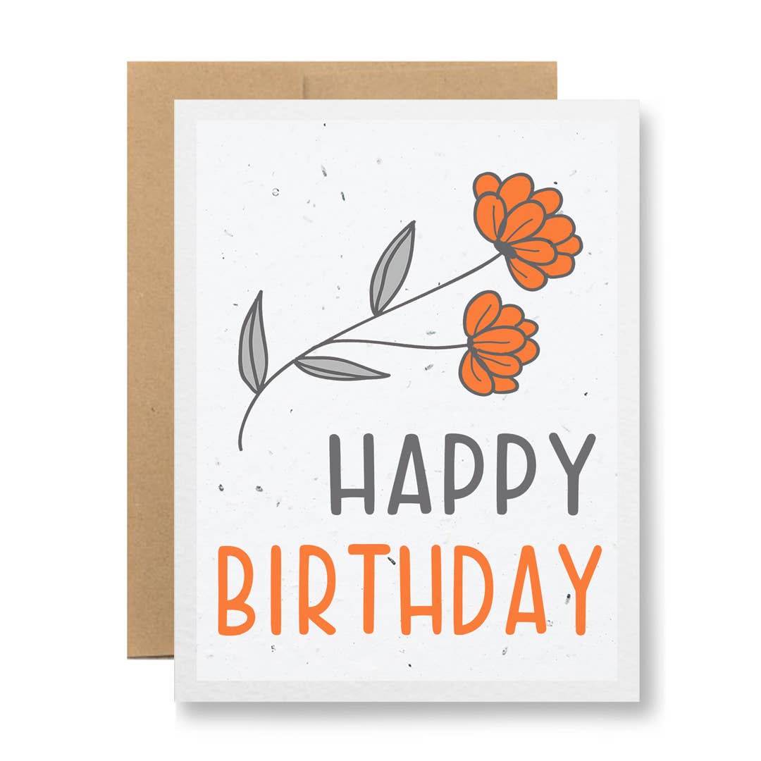 Seed Paper Greeting Card - Happy Birthday: Purple