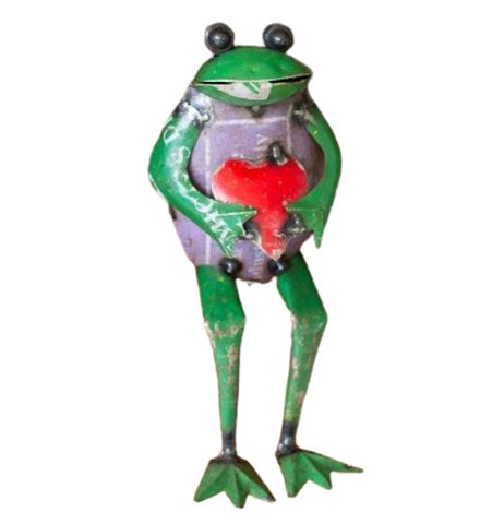 Recycled Iron Frog Shelf Sitter With Heart