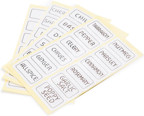 Set of 48 White Spice Labels