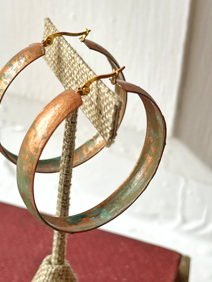 Hand-Painted Patina Hoop Earrings