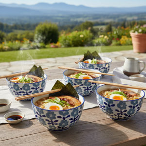 Hana Noodle Bowl Blue Stoneware Everyday